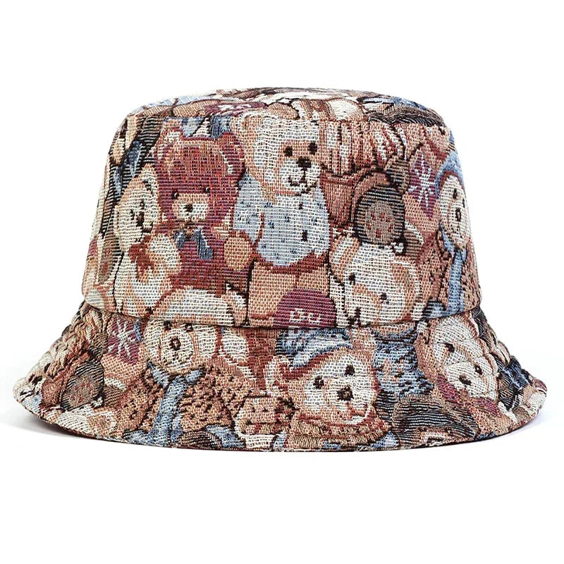 Unisex Little Bear Full Print Personality Bucket Hats