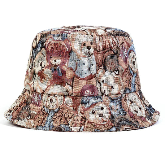 Unisex Little Bear Full Print Personality Bucket Hats