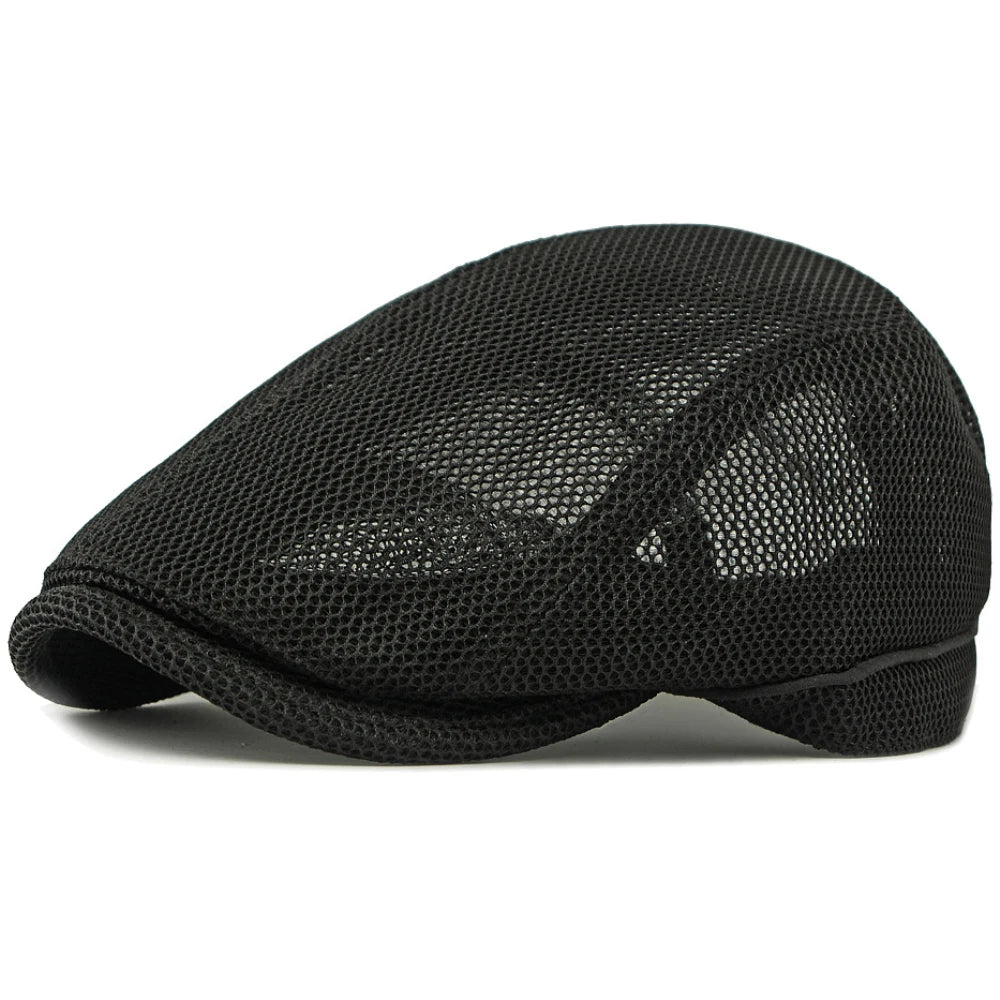 Men Women Breathable Mesh Trucker Cap Solid Plain Ivy Flat Cap Male Female Berets