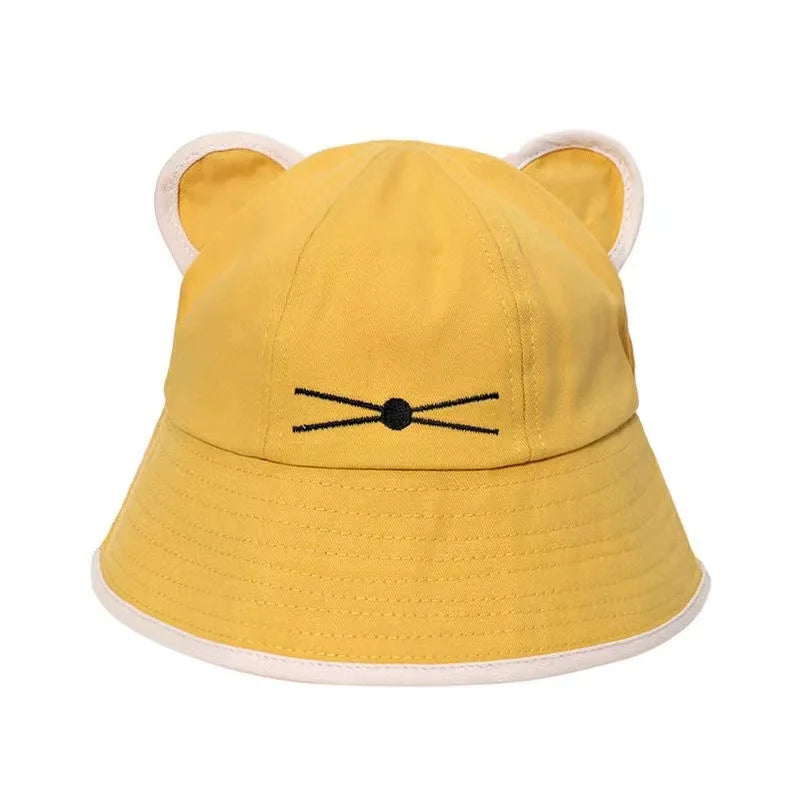 Korean Cartoon Cat Ears Women Bucket Hat Spring Summer
