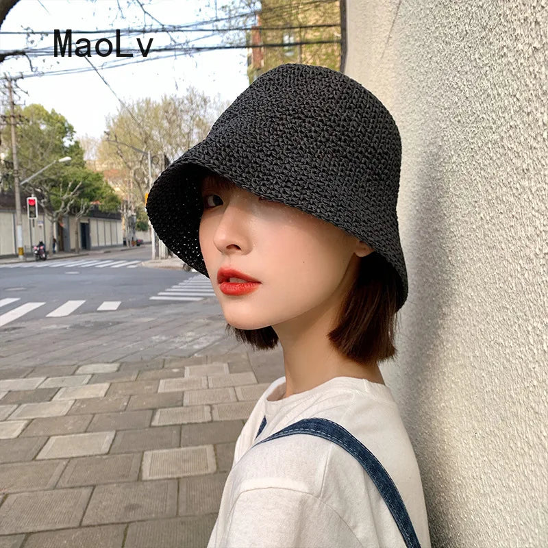 Beach Korean Straw Hat Summer Women Visor Bucket Hat