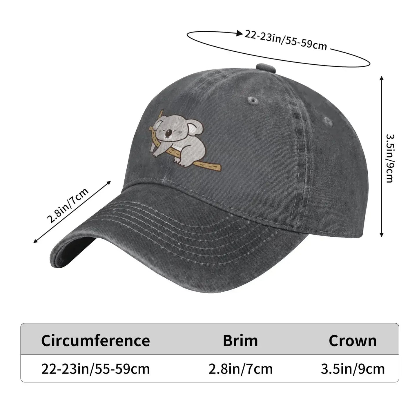 Cartoon Koala Vintage Adjustable Washed Denim Cotton Low Profile Dad Trucker Hat