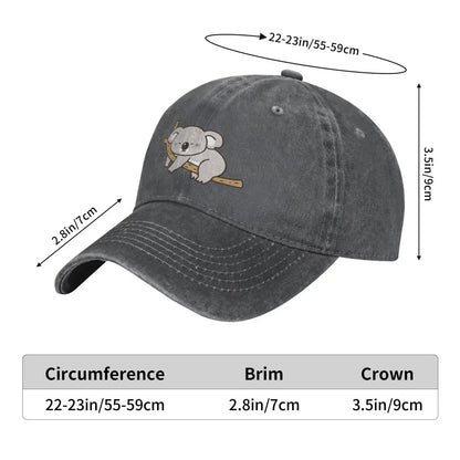 Cartoon Koala Vintage Adjustable Washed Denim Cotton Low Profile Dad Trucker Hat