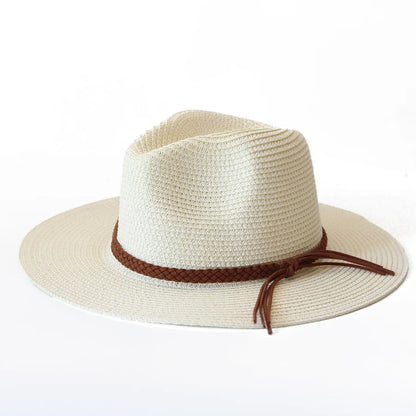 Women Men Wide Brim Straw Panama Hat