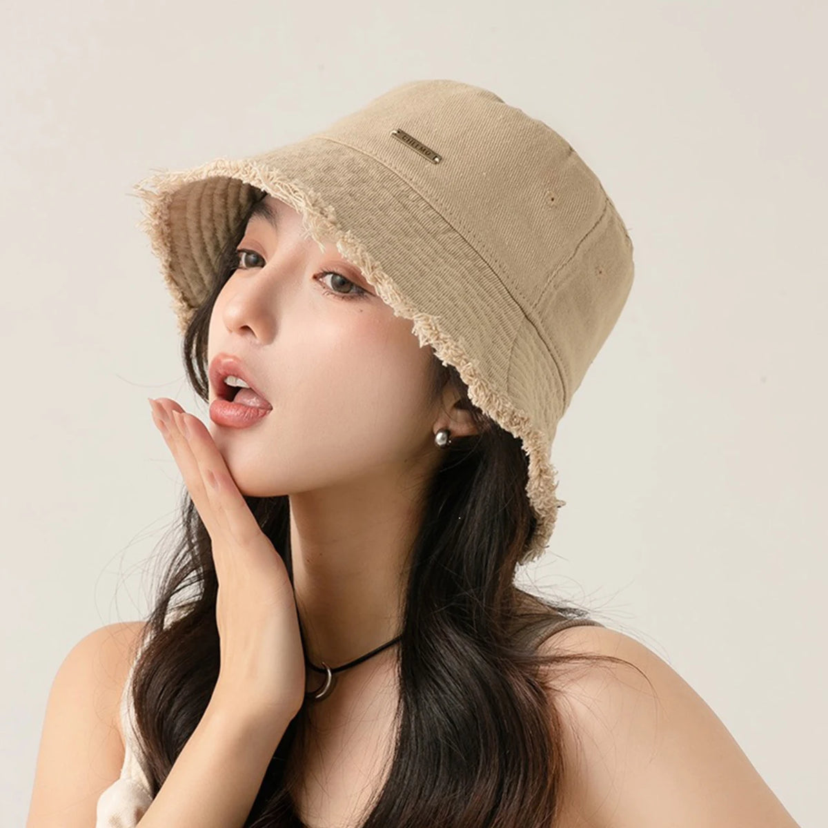 Trendy Frayed Edge Bucket Hat For Women Autumn