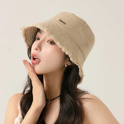 Trendy Frayed Edge Bucket Hat For Women Autumn