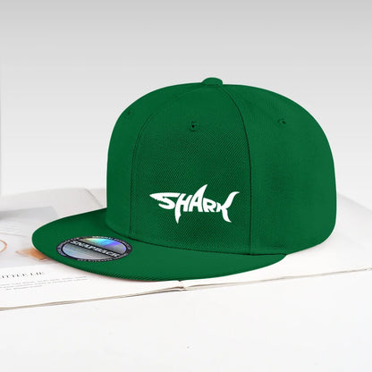 Shark Letter Print Flat-Brim Cap Snapback Cap