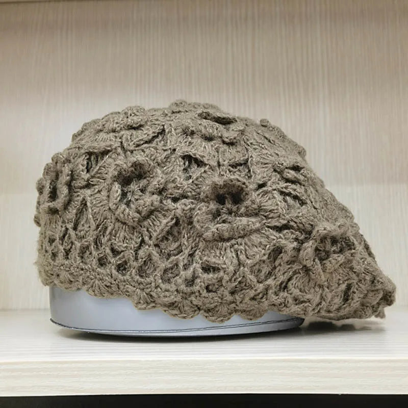 Women Cotton Slouchy Crochet Beret Handmade