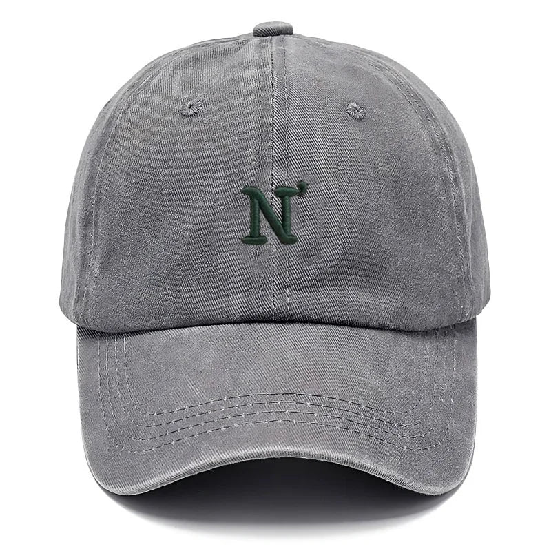 Cotton Washed Vintage Snapback Embroidered Letter N Unisex Baseball Cap