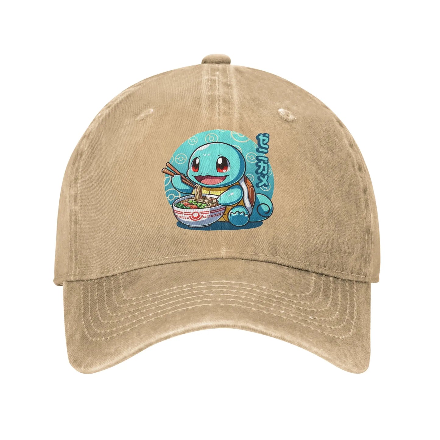 Classic Cute Water Type Creature Eating Ramen Pokemons Baseball Caps