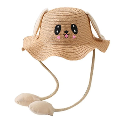 Wide Brim Rabbit Straw Hats Breathable Sunscreen Children's Hats