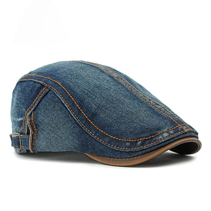 Spring New Washed Denim Hat Men's Beret British Retro Cap