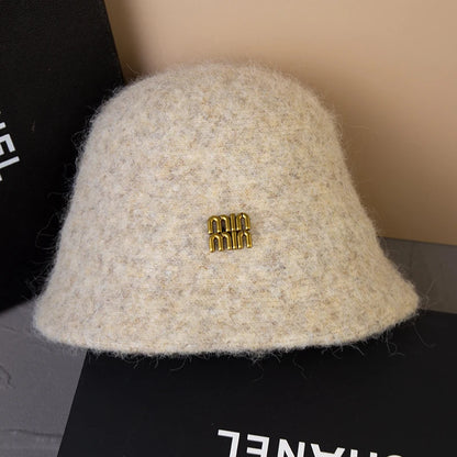 Designer Wool Warm Bucket Hat Women Fashion Fisherman Winter Hats