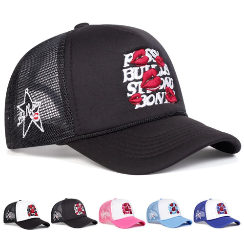 Fashion Red LIP Embroidery Baseball Hat for Men Women