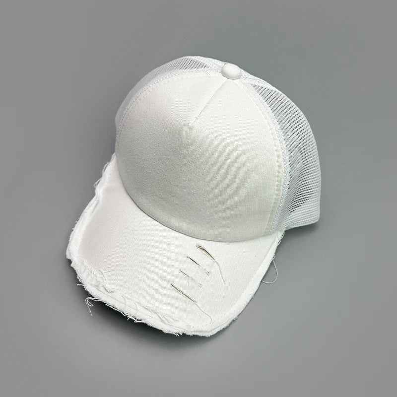 Mesh Solid Rotten Edged Baseball Hats