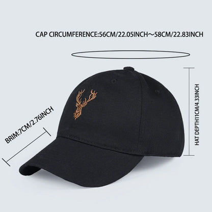 Golden Deer Head Embroidered Baseball Cap