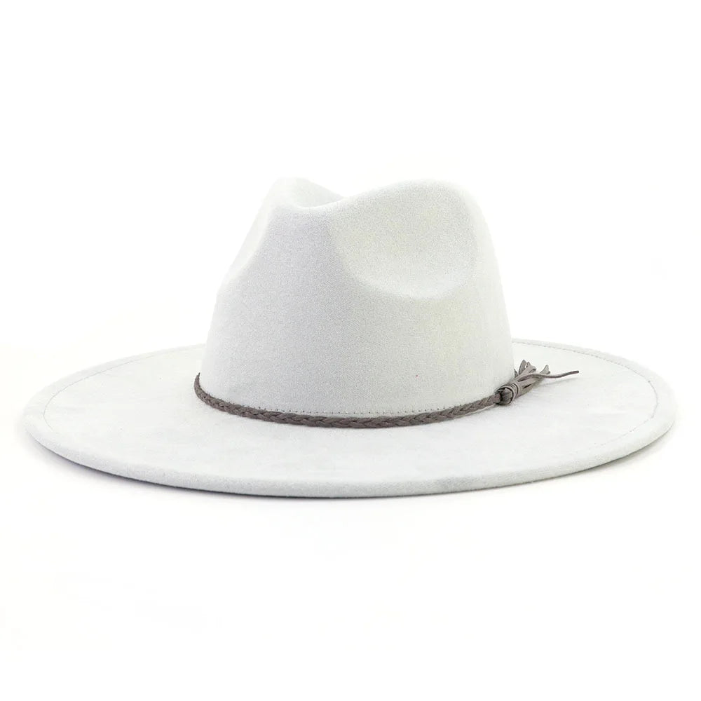Suede Top Hat 9.5cm Wide Brim Fedora Hat Men Women