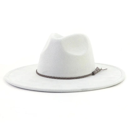 Suede Top Hat 9.5cm Wide Brim Fedora Hat Men Women