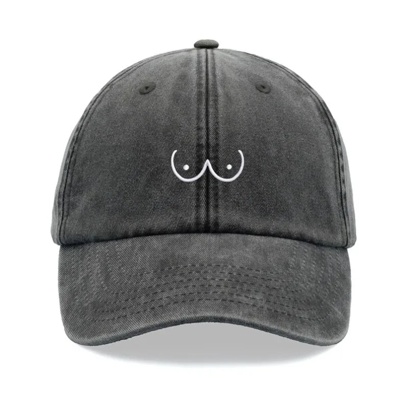 1pc Boobs Cartoon Baseball Caps for Women,Vintage Washed Funny