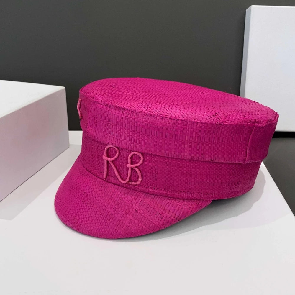 Cap Newsboy Caps Women Raffia Straw Flat Top Caps