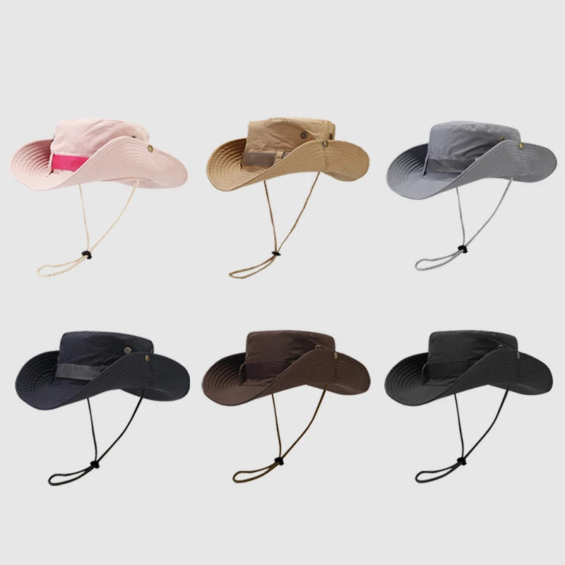 Solid Drawstring Women Bucket Hats Men Cap