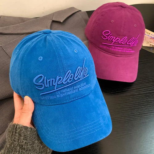 Fashion Solid Color Baseball Hat for Women Cotton Letter Embroidery