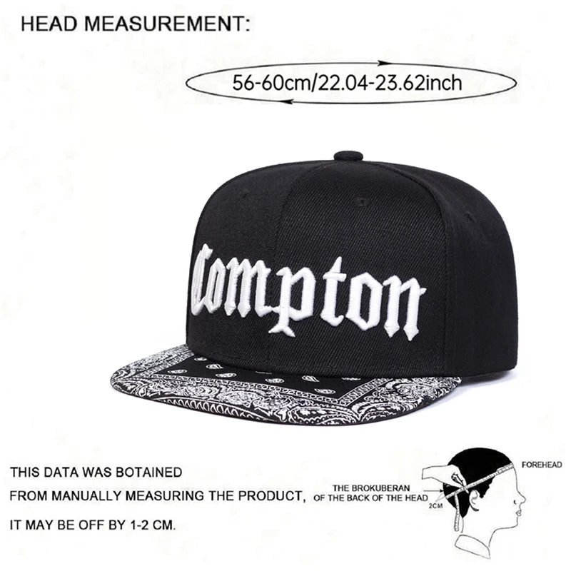 Flat Edge Hat Compton Embroidery Cashew Flower Street Hip Hop Hat