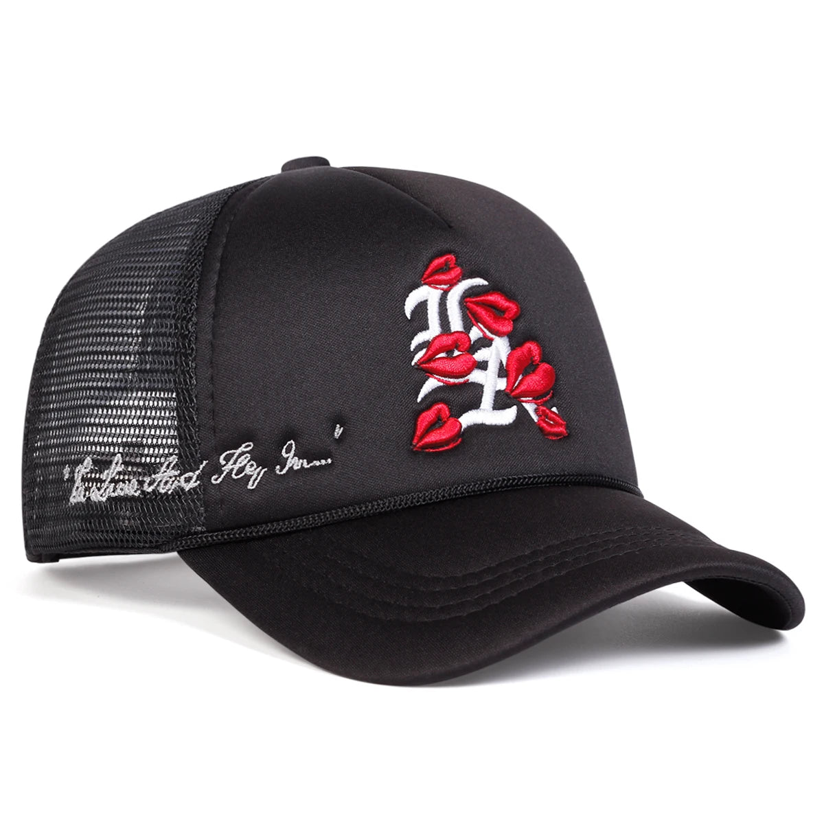 Unisex Lips Letter Embroidery Baseball Net Caps Spring and Summer Outdoor