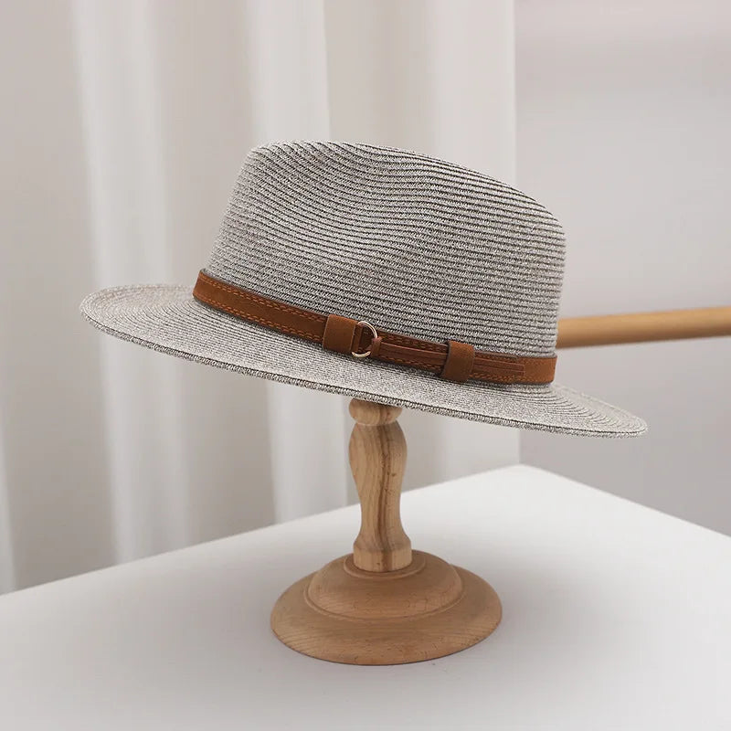 Summer Woven Straw Hat Wide Brim Sun Protection Breathable