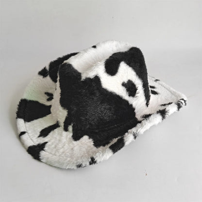Leopard Print Rabbit Fur Cowboy Hat 7.5cm Western Cowboy Fedora