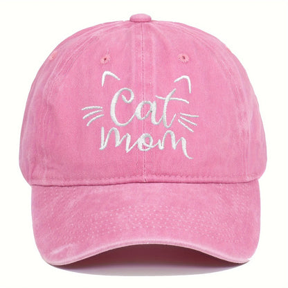 Ladies Embroidered Cat Mom Baseball Cap