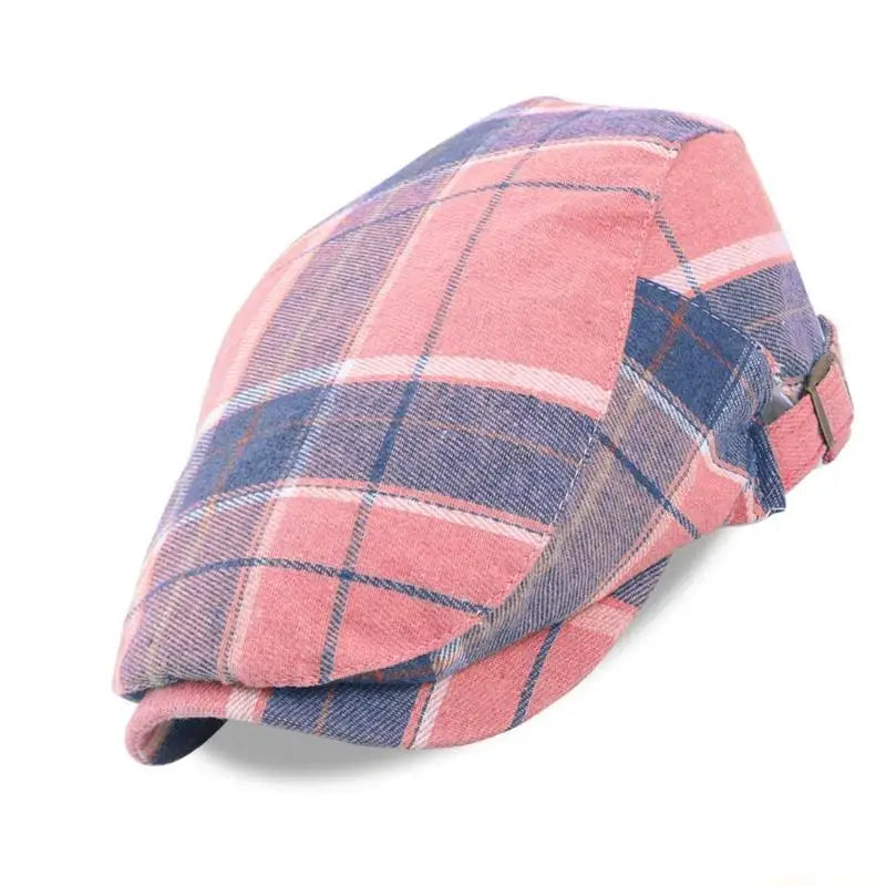 Fashionable Plaided Cap Soft Cotton Fabric British Vintage Hat