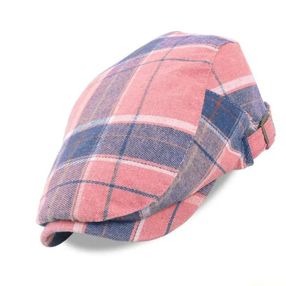 Fashionable Plaided Cap Soft Cotton Fabric British Vintage Hat