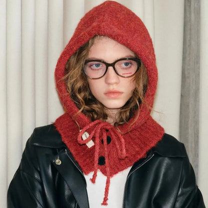 Soft Woolen Head Ears Neck Knitted Hat Winter Fashion Hat
