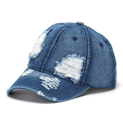 Vintage Ripped Washed Denim Baseball Cap