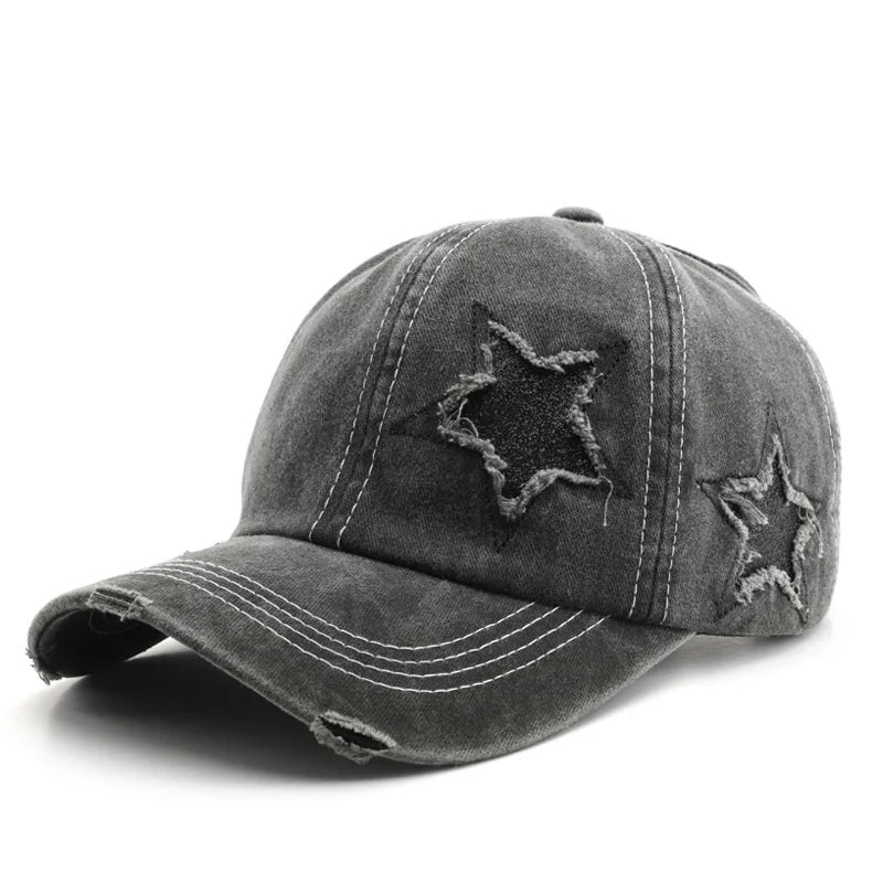 Four Seasons Cotton Star Embroidery Casquette Baseball Cap