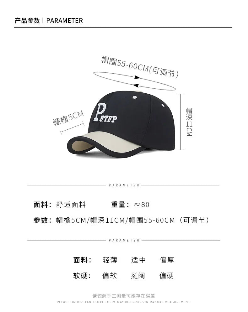 Korean Version Of Simple Short Brim Embroidered Letter Baseball Cap, Fresh and Sweet Couple's Color Matching Cap