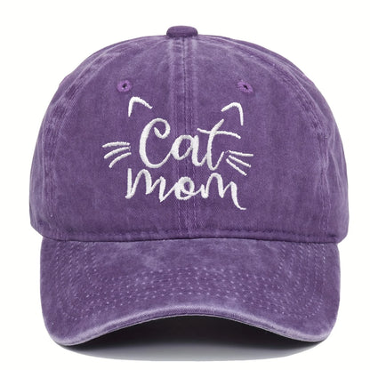 Ladies Embroidered Cat Mom Baseball Cap