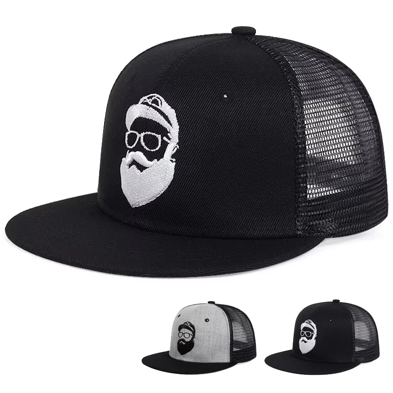 Unisex Old Man Embroidery Hip Hop Net Hats Adjustable Casual Snapback Baseball Caps Outdoor Sunscreen Hat