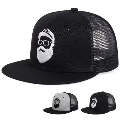 Unisex Old Man Embroidery Hip Hop Net Hats Adjustable Casual Snapback Baseball Caps Outdoor Sunscreen Hat