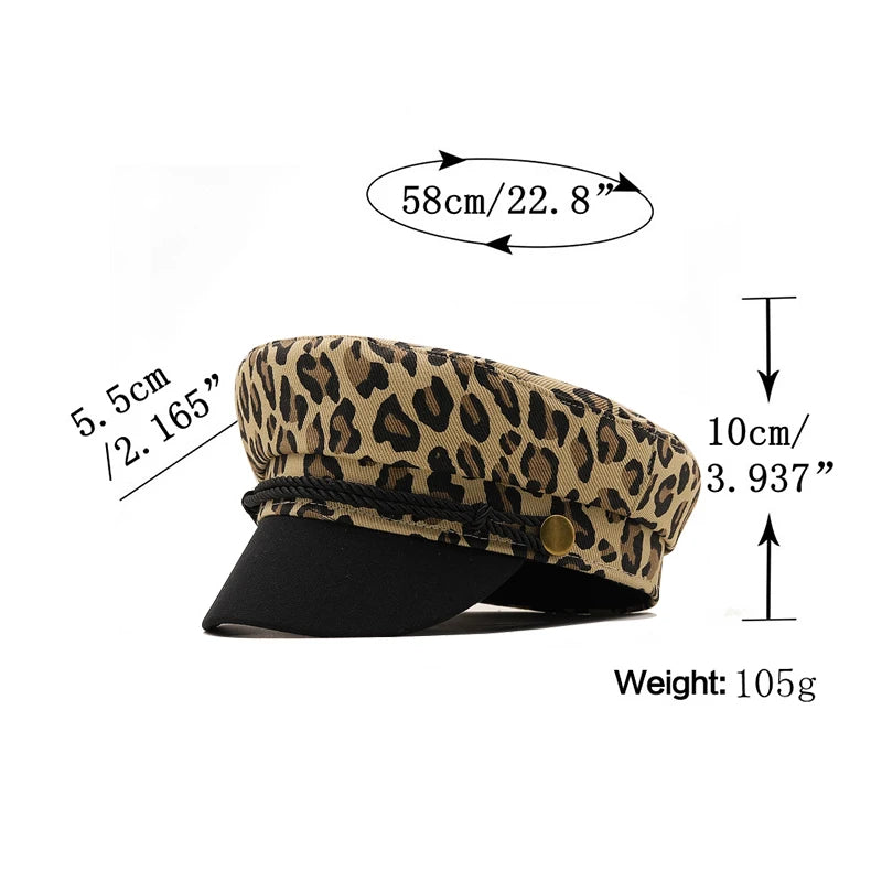 New Women Leopard Print Beret Hat Cotton Painter Cap