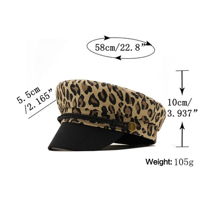 New Women Leopard Print Beret Hat Cotton Painter Cap