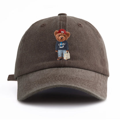 1pc Tote-bag Bear Print Washed Baseball Cap for Adults