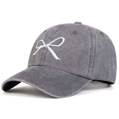 Unisex Bow Embroidery Wash Baseball Caps Spring And Autumn Outdoor