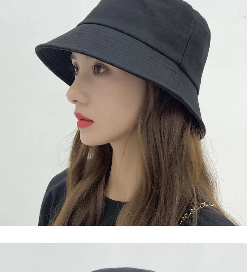 Fashion Bucket Hats Solid Panama Sunscreen Fisherman Cap Outdoor Beach Sun Cap Hat For Women Men