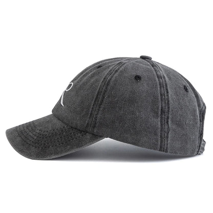 Women Washed Cotton Cap Bow Knot Embroidery Vintage Baseball Cap Female
