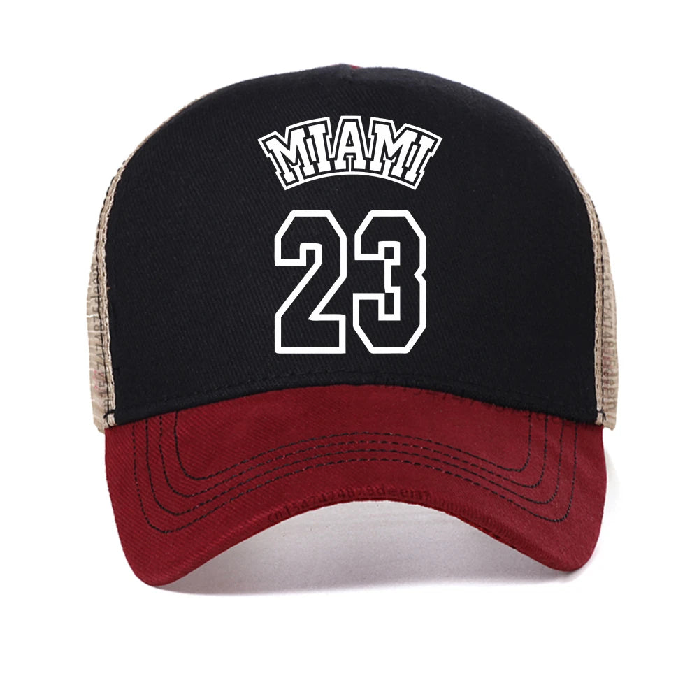 Men's Cap Black Miami 23 Printed Casual Sports Baseball Cap