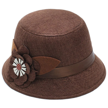 Vintage Linen Material Cloche Felt Hat Soft Felt Elegant European Bucket Hat