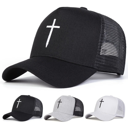 Unisex Cross Embroidery Baseball Net Caps Spring Summer
