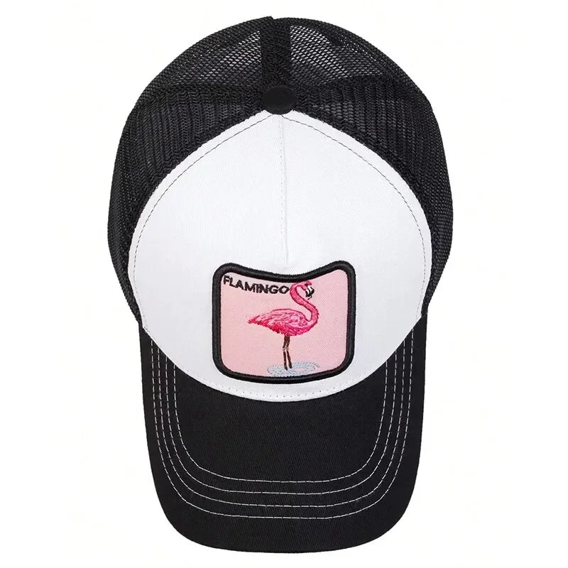Unisex Flamingo Patch Embroidery Baseball Net Caps Spring and Summe